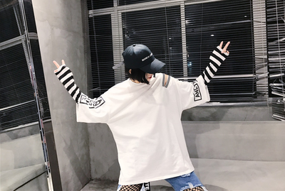 strapless stripe sweatshirt