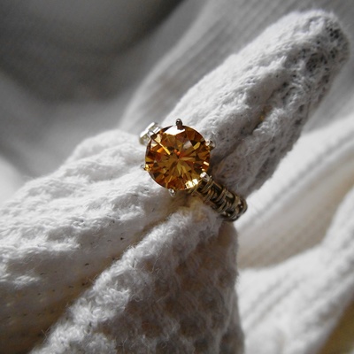 Yellow zircon sterling silver ring