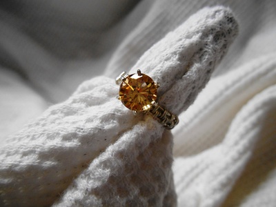 Yellow zircon sterling silver ring
