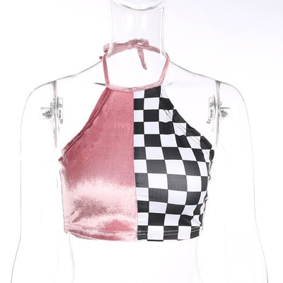 Velvet checker tank top