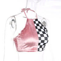 Velvet Checker Tank Top - Thumbnail 1