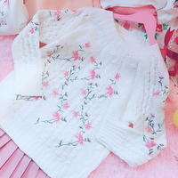 Sweet Floral Flower Embroidery Sweater - Thumbnail 2