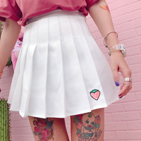 strawberry embroidered pleated skirt - Thumbnail 4