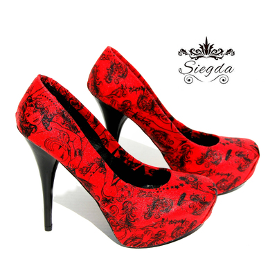 Ladies in red platform heels