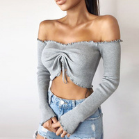Amaya Ribbed Gathered Shirt - Thumbnail 1