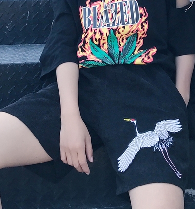 CRANE EMBROIDERED SHORTS