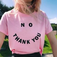 No Thank You Pink Tee - Thumbnail 1