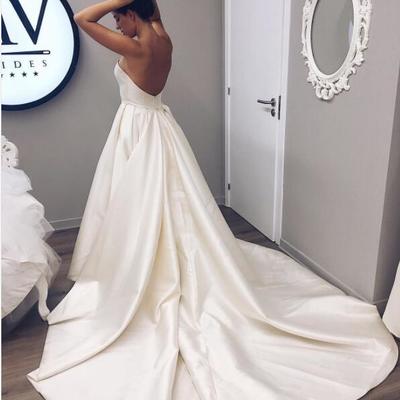 Simple elegant strapless long wedding dresses bridal gowns  - Thumbnail 5