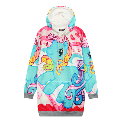 * free ship* pink horse cartoon fleece hoodie