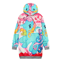 * Free Ship* pink horse cartoon fleece hoodie - Thumbnail 1