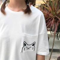 Kawaii Cat Print T-shirt - Thumbnail 3