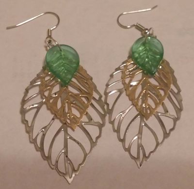 Silver and Gold leaf earrings