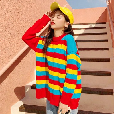Rainbow striped knit sweater - Thumbnail 4