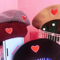HARAJUKU SOFT WOOL HEART BERET - Thumbnail 1