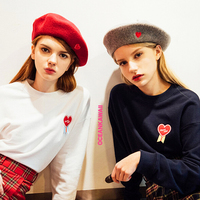HARAJUKU SOFT WOOL HEART BERET - Thumbnail 3