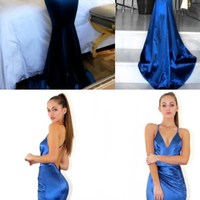 Popular royal blue prom dress, long prom dress, mermaid prom dress, sexy prom dresses, spaghetti straps party dress, evening dresses, PD17650 - Thumbnail 1