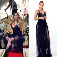 Sparkly prom dress, long prom dress, sexy prom dress, navy blue sequin prom dress, newest prom dress, PD17651 - Thumbnail 1