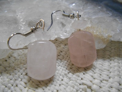 Rose Quartz Rectangular drop earrings