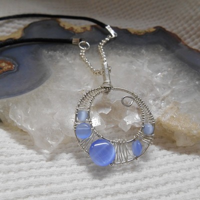 Blue catseye moon necklace