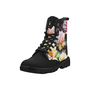 Water Flower Black Women's Boot Cute Gift For Valentines Day-1