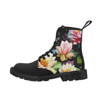 Water Flower Black Women's Boot Cute Gift For Valentines Day
