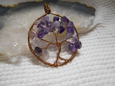 Amethyst and copper tree of life