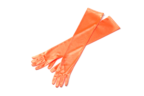Orange Long Satin Elegant Vintage Opera Party Gloves-Autumn Orange