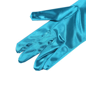 Blue Green Long Satin Elegant Vintage Opera Party Gloves-Peacock Orange - Thumbnail 2