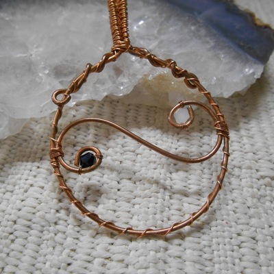 Copper and swarovski yin yang necklace
