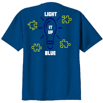 Custom made " light it up" autism awareness t-shirt  cotton cotton blend tee shirt