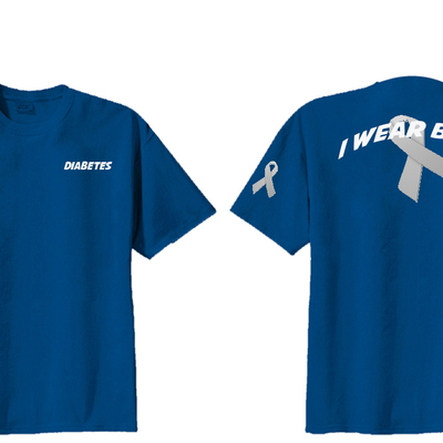 Custom made " i wear blue" diabetes awareness t-shirt  cotton cotton blend tee shirt