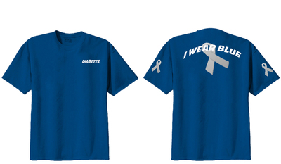 Custom made " I wear blue" Diabetes awareness t-shirt  cotton cotton blend tee shirt