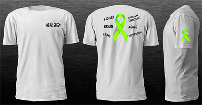 Custom made " I wear green"  awareness t-shirt  cotton cotton blend tee shirt