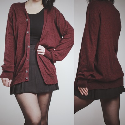 CLAIMED @seein.spots - Burgundy Lightweight Knit Slouchy Cardigan 
