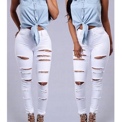 Distressed skinny jeans