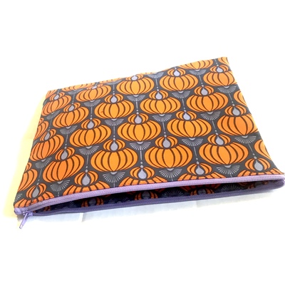 Zip top clutch- orange, lavender