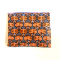 Zip top clutch- orange, lavender - Thumbnail 1