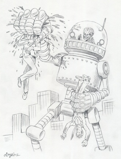 2017 MARS ATTACKS THE REVENGE #32 Original Pencil Art