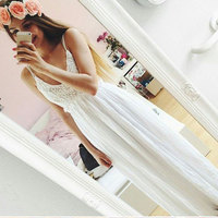 Spaghetti Straps White Long Prom Dresses  - Thumbnail 1