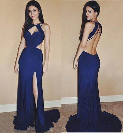 Sexy Long Royal Blue Prom Dresses