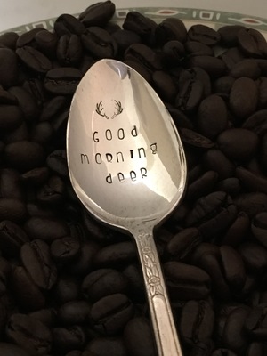 Good Morning Deer Hand Stamped Coffee Spoon