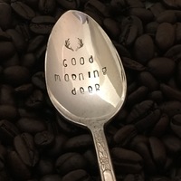 Good Morning Deer Hand Stamped Coffee Spoon - Thumbnail 1