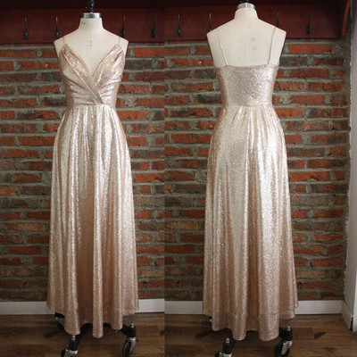 Sequins bridesmaid dresses, straps prom dresses, sexy party gowns