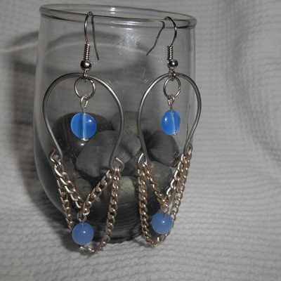Blue catseye chandelier earrings