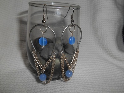 Blue catseye chandelier earrings