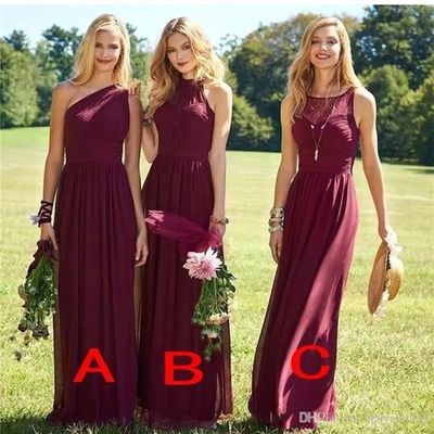 Chiffon bridesmaid dress, cheap custom bridesmaid dress, red bridesmaid dress, top different style bridesmaid dress, wedding guest dress, PD17660