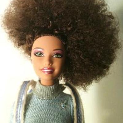 Jurnee barbie with curly side swept afro