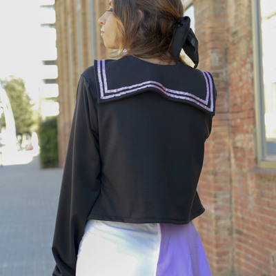 "violet flavor" sailor collar black sweater