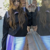 "Violet Flavor" Sailor collar black sweater - Thumbnail 1