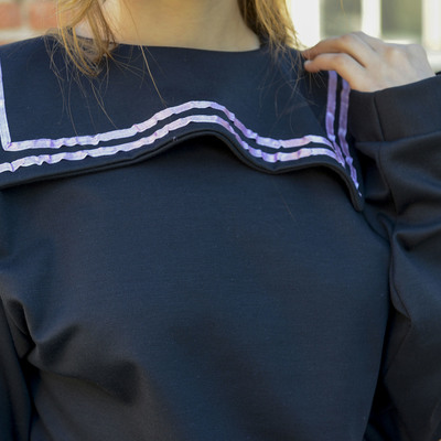 "violet flavor" sailor collar black sweater